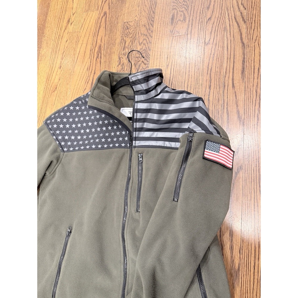 First Defense Military Tactical Fleece Jacket 2XL American Flag Green Full Zip